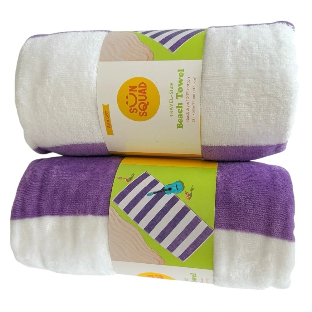 Travel Size Beach Towels Two Purple Sun Squad